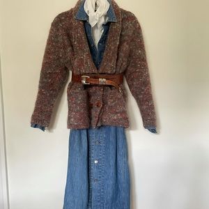Vintage SML Sport Wool/Mohair Blend Chunky Cardigan Sz L